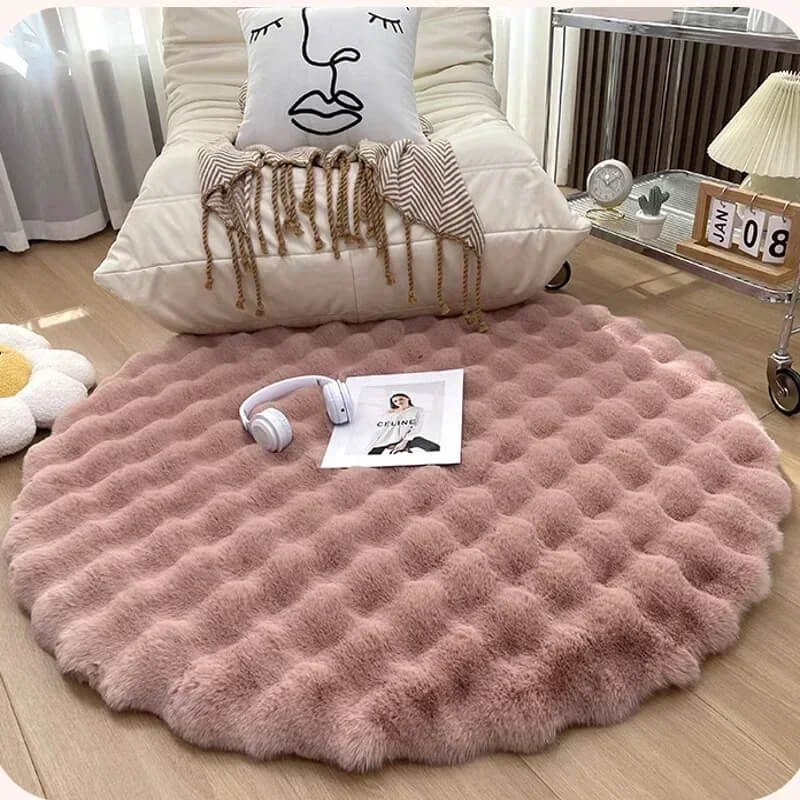 Cloud Fleece Round Carpet Pink