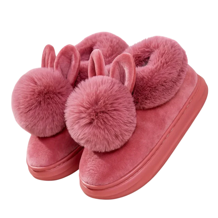 Bunny Plush Slippers - Women's Month Sale Dusty Rose Closed Heel