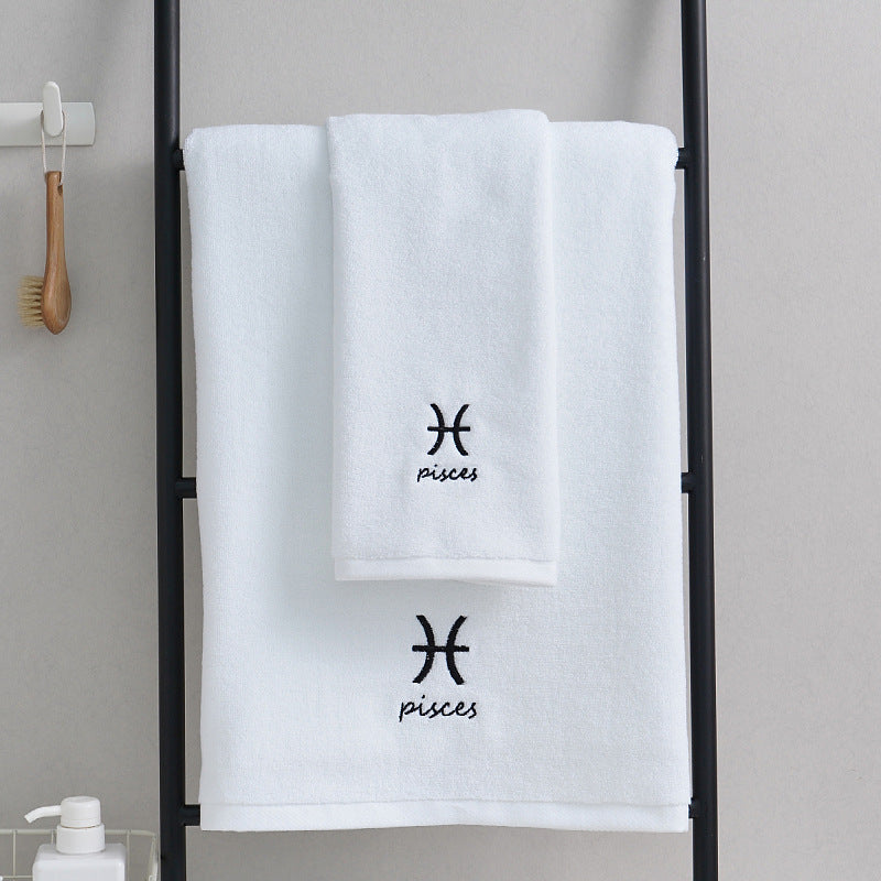 Zodiac Luxury Towel Set (2-Piece) White Pisces