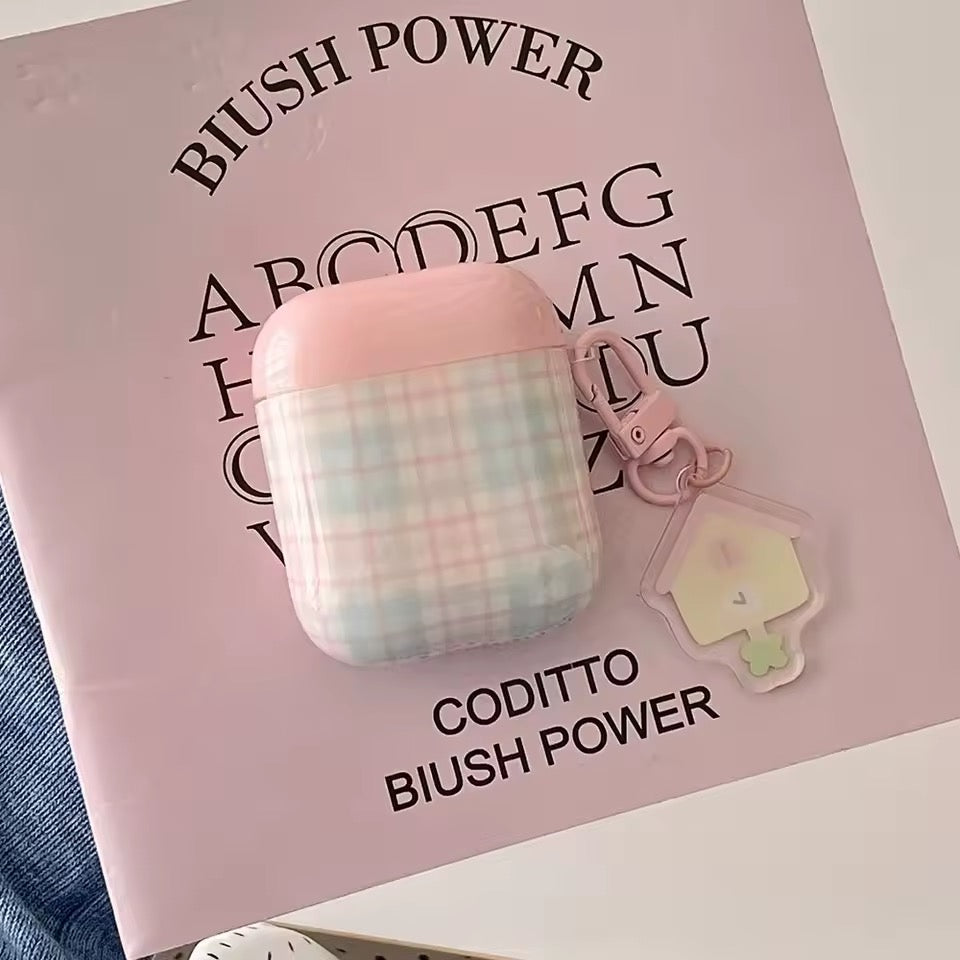 Pastel Pink Plaid AirPods Case
