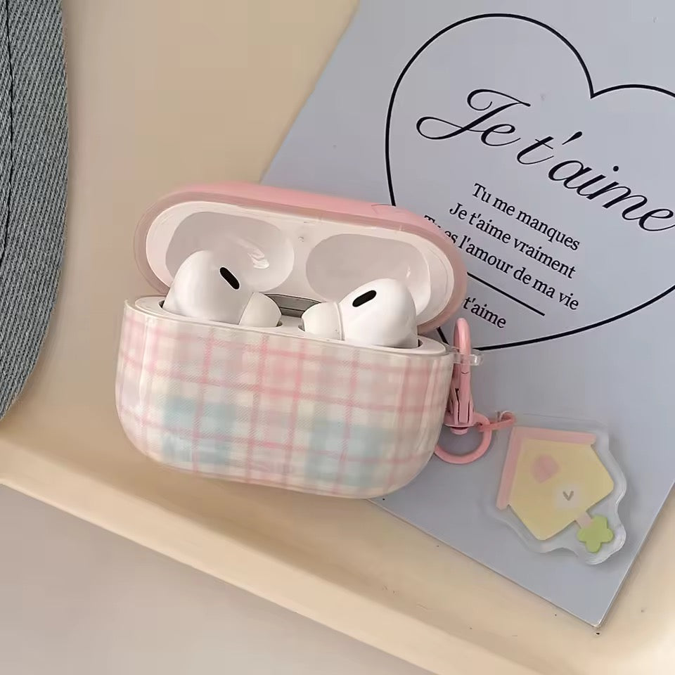 Pastel Pink Plaid AirPods Case