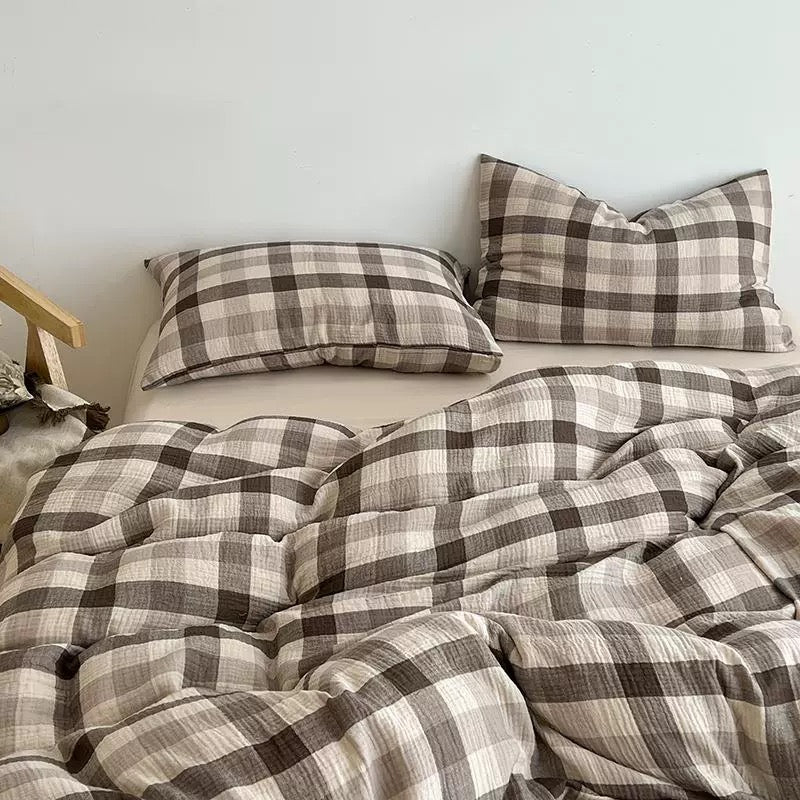 Brown Plaid Duvet Cover Set