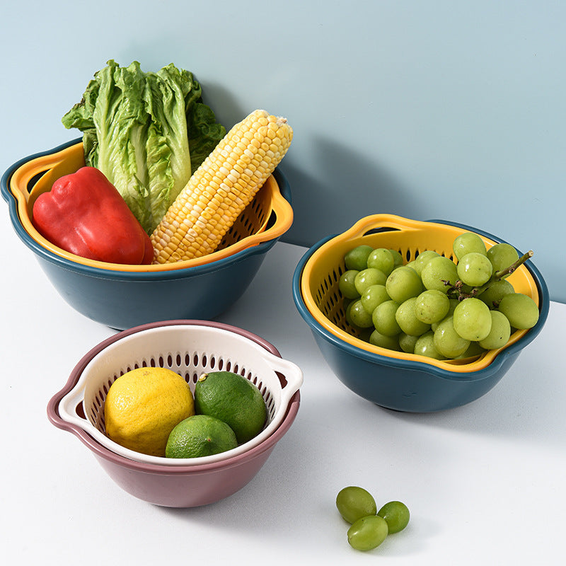 Double-Layer Colander Bowl 8-Piece Set