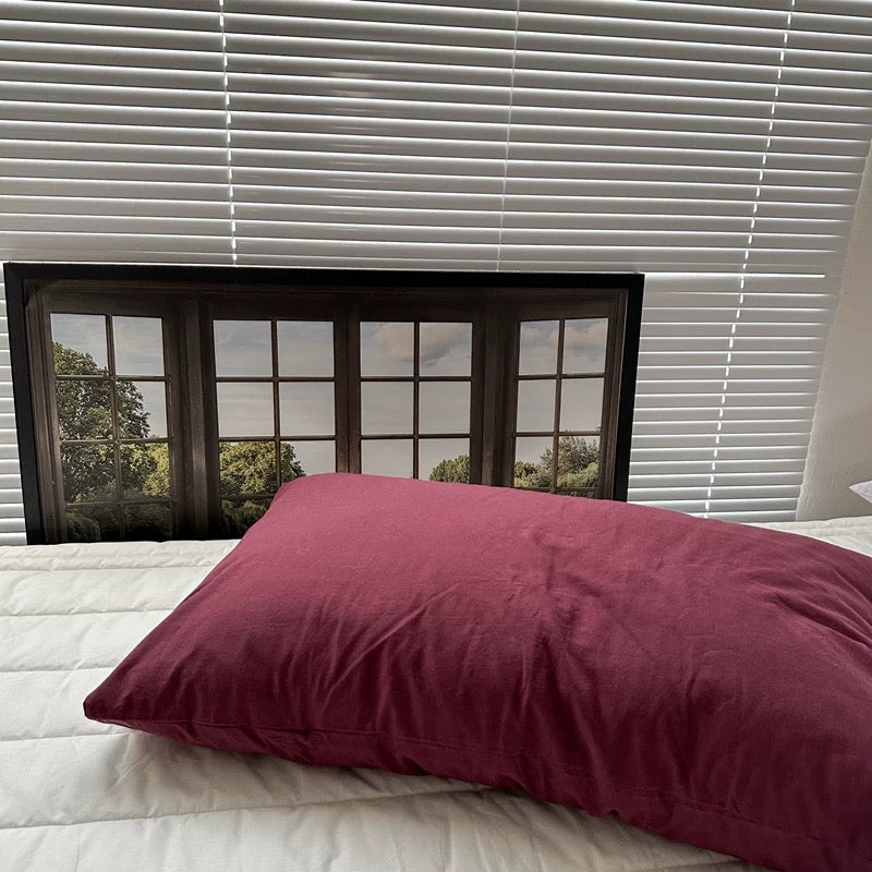 White Striped and Lavender Pillowcase