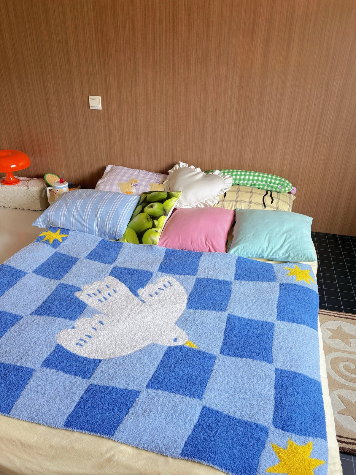 Blue Checkered Dove Throw Blanket