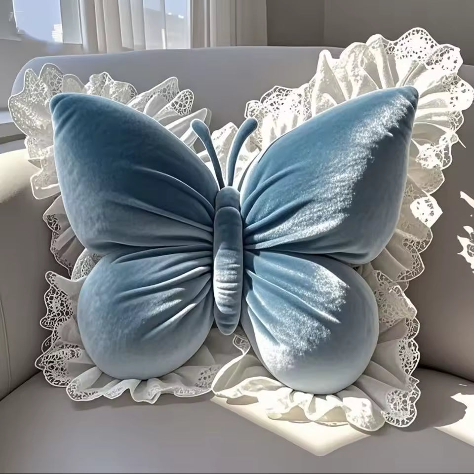 Princess Butterfly Decorative Pillow Blue