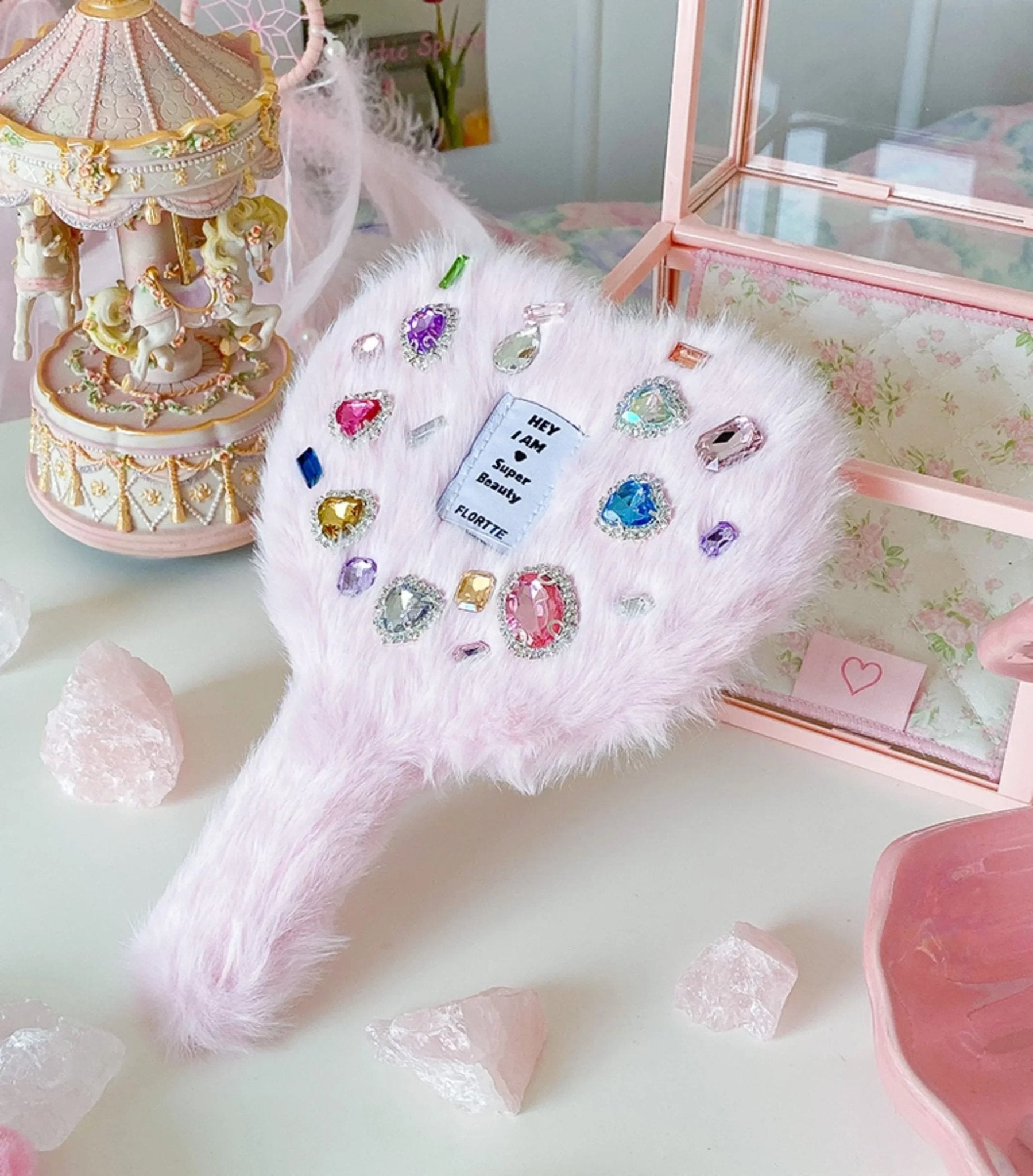 Plush Love Handle Mirror White