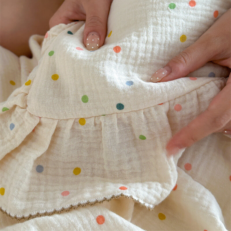 Polka Dot Bedding Set – Ruffle Cotton Muslin