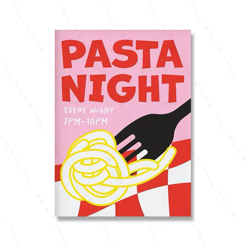 Colorful Food Poster Pasta Night