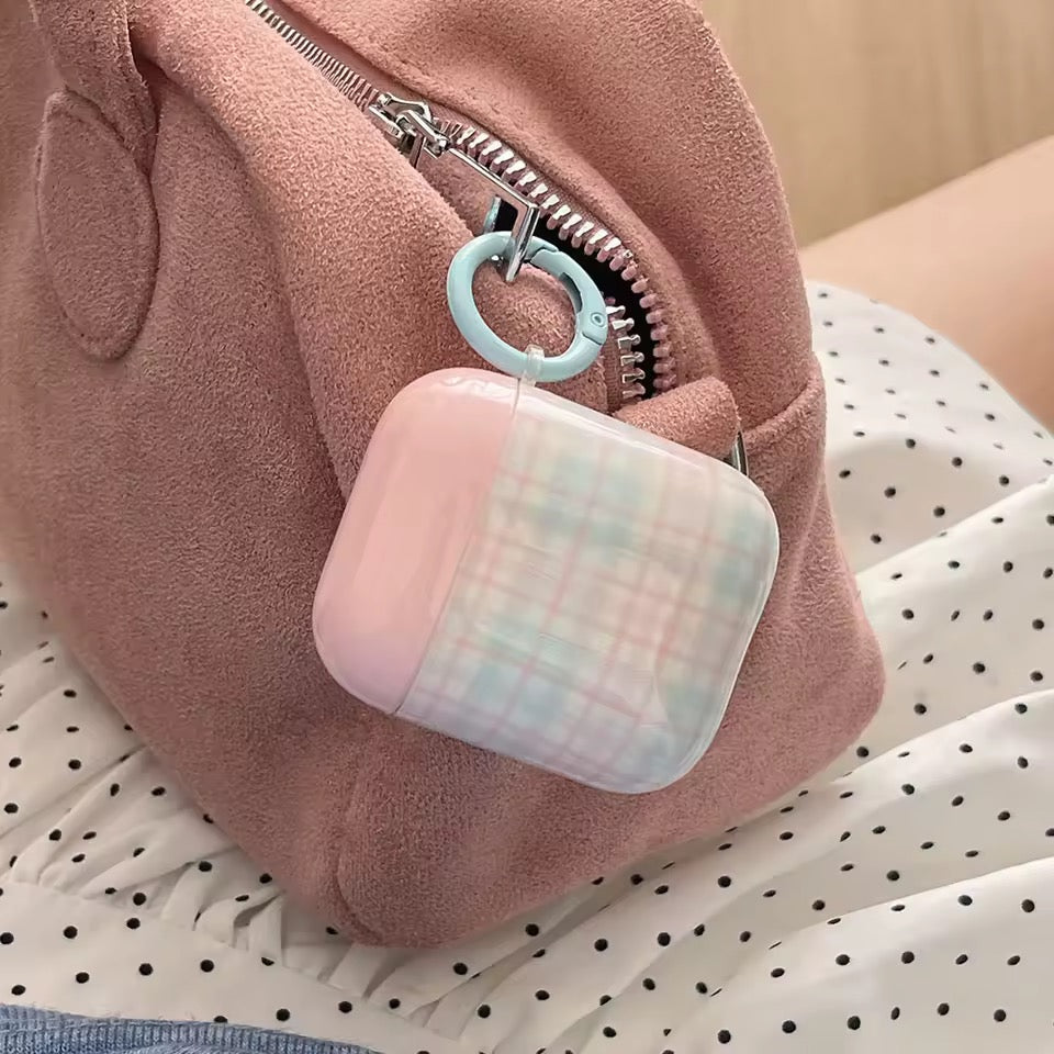 Pastel Pink Plaid AirPods Case