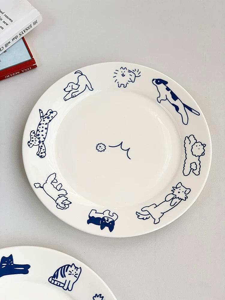 Korean Vintage Ceramic Plate Dog