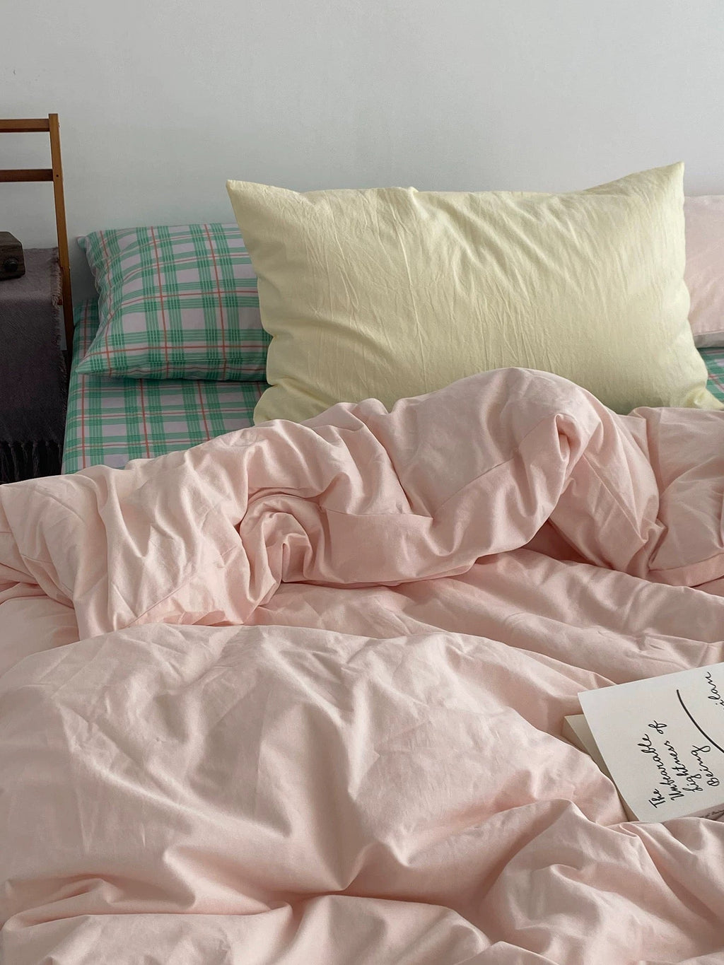 Pink & Mint Green Plaid Bedding Set