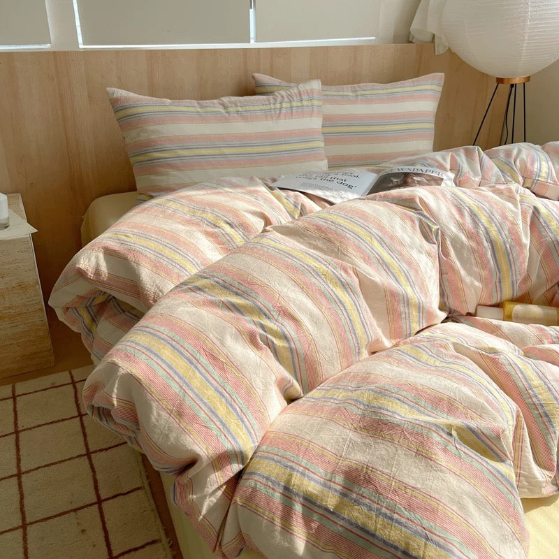 Aesthetic Retro Striped Duvet Cover Set