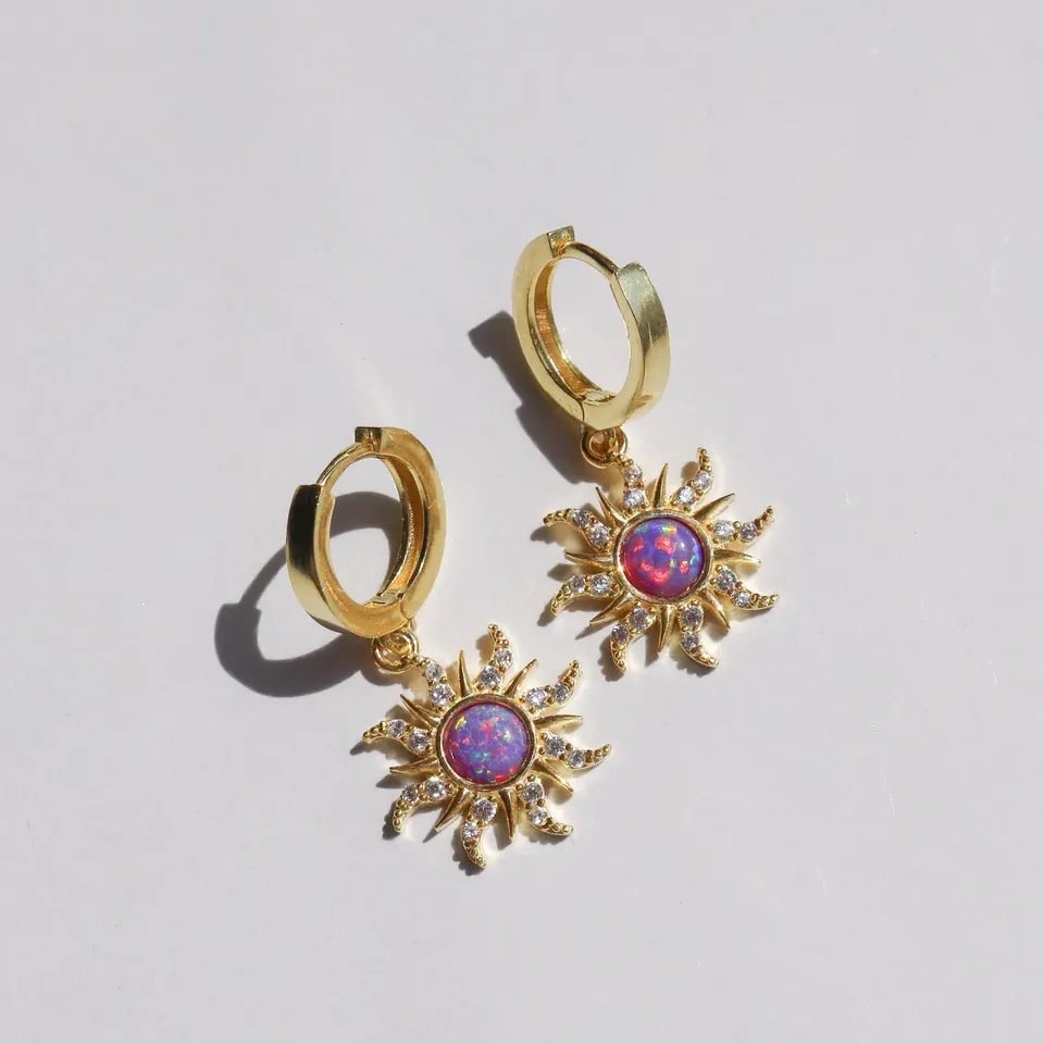 Opal Sun Jewelry Set Earrigns