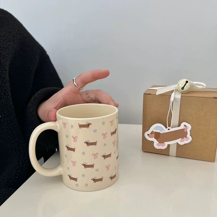 Dachshund Mug with Bows & Florals