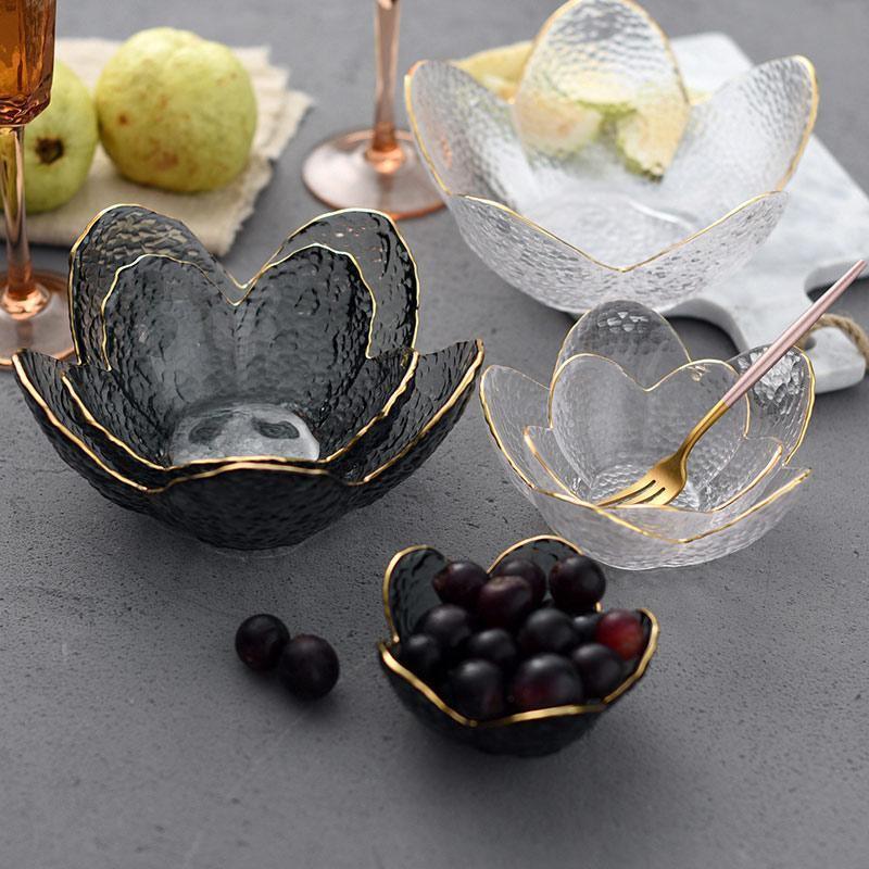 Glass Flower Petal Bowls Small White