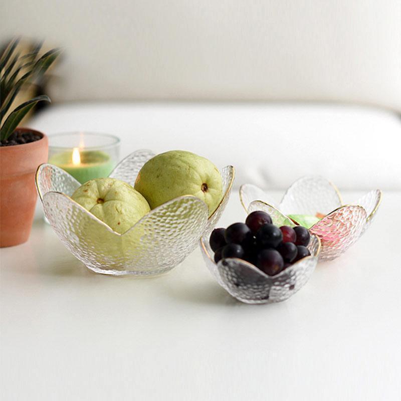 Glass Flower Petal Bowls Medium Black