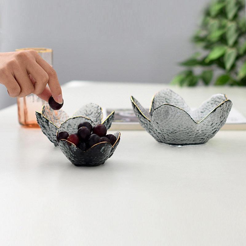 Glass Flower Petal Bowls Medium White
