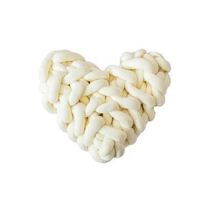 Valentine Heart Chunky Twist Throw Pillow Cushion Ivory 28cm x 27cm