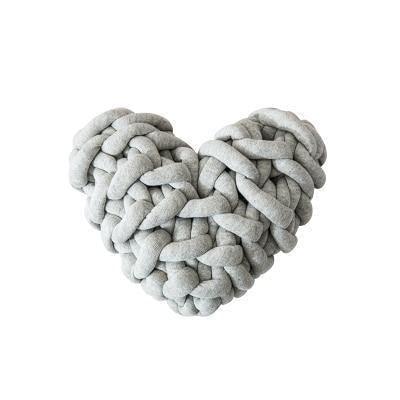Valentine Heart Chunky Twist Throw Pillow Cushion LightGrey 28cm x 27cm
