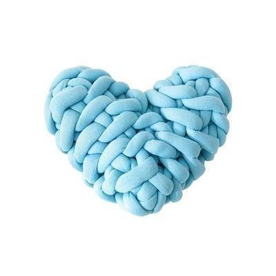 Valentine Heart Chunky Twist Throw Pillow Cushion DeepSkyBlue 28cm x 27cm