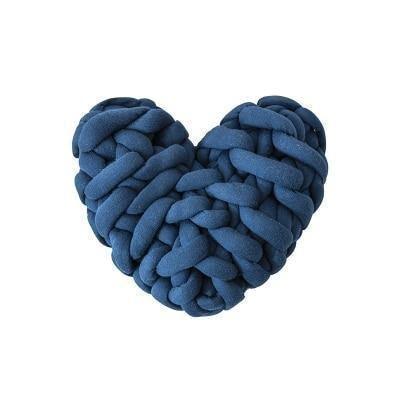 Valentine Heart Chunky Twist Throw Pillow Cushion DarkBlue 28cm x 27cm