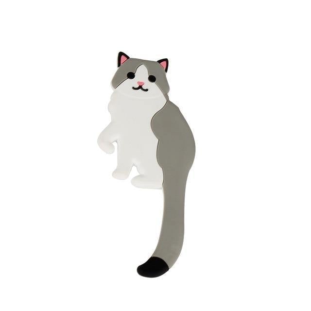 Adhesive Animal Hooks for Fridge and Wall Grey White Cat