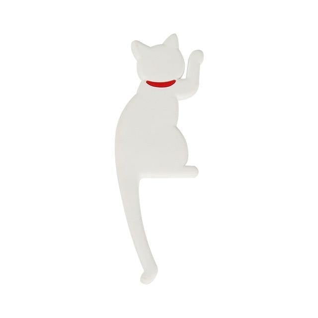 Adhesive Animal Hooks for Fridge and Wall White Cat