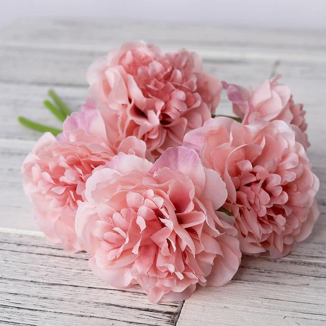 5-Pack Silk Faux Roses Artificial Flowers LightCoral