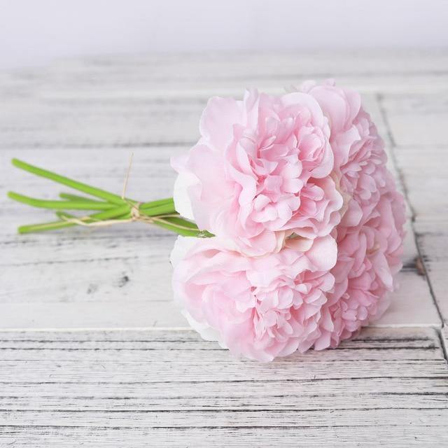 5-Pack Silk Faux Roses Artificial Flowers LightPink