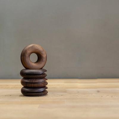 Wooden Bagel Clip 4 pcs walnut