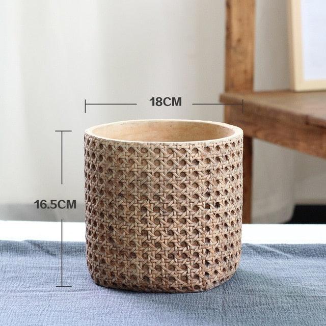 RattanWeave™ Concrete Planter Large