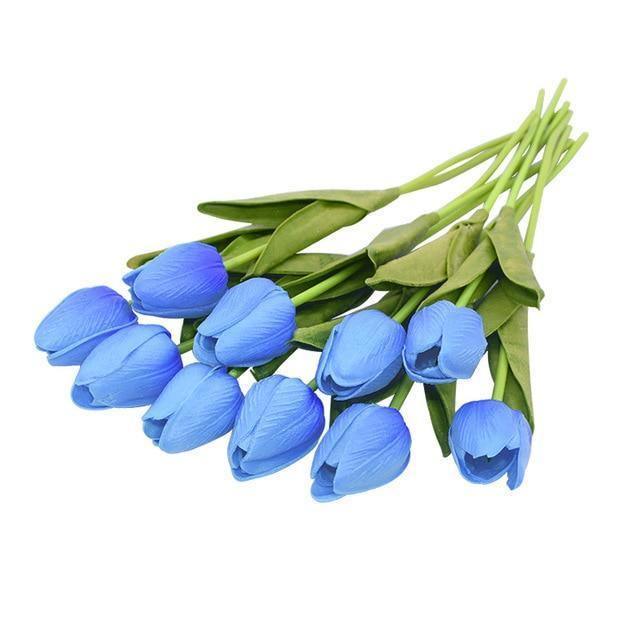 10-Piece Fake Tulips Silk Flowers LightBlue
