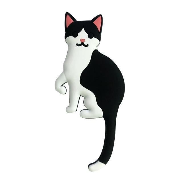 Adhesive Animal Hooks for Fridge and Wall Black White Cat