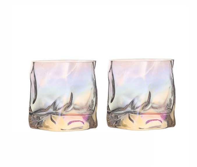 Transform Texture Whiskey Glass Duo 2-Piece Rainbow SeaShell