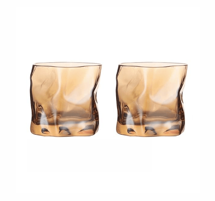 Transform Texture Whiskey Glass Duo 2-Piece Wheat