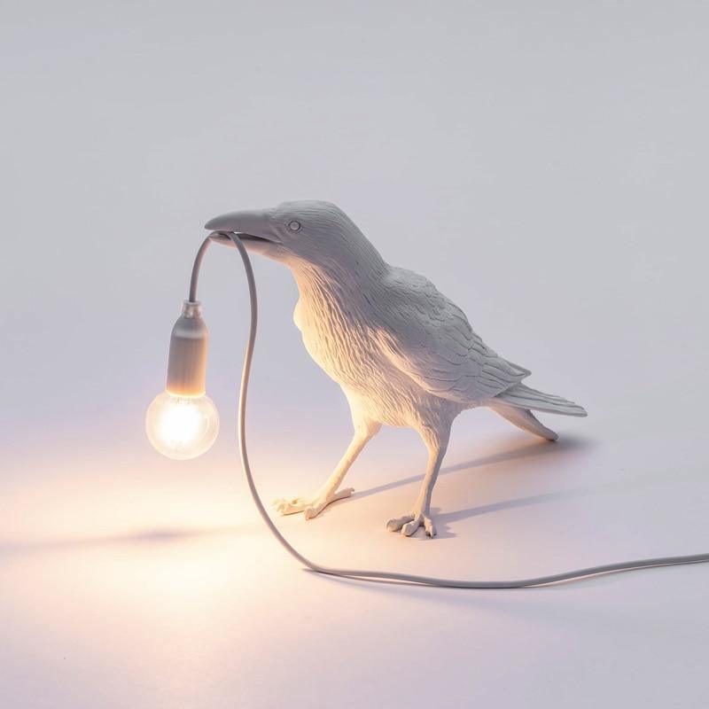 The Raven™ - Bird Lamp White Standing