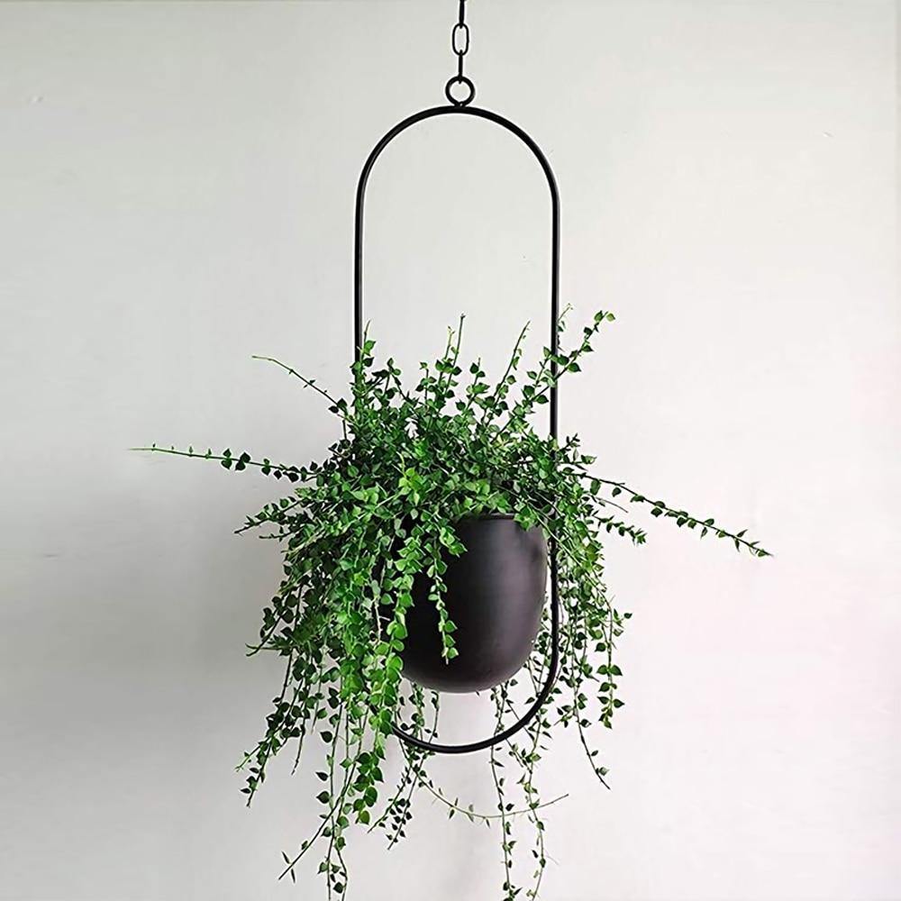AeroHalo™ - Metal Hanging Planter Black Oblong