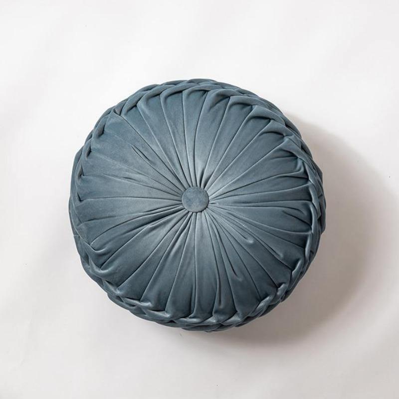 Plush Frill Circular Cushion Toss Pillow CadetBlue