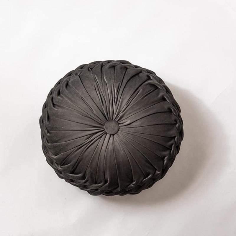 Plush Frill Circular Cushion Toss Pillow DimGrey