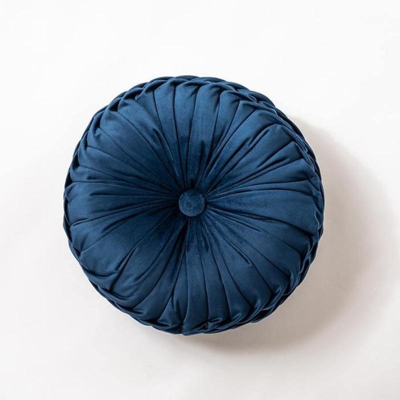 Plush Frill Circular Cushion Toss Pillow SteelBlue