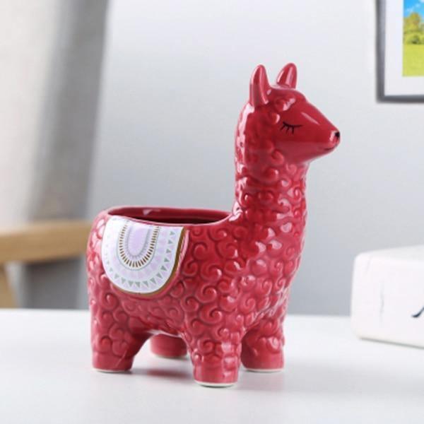 Alpaca Pottery Succulent Planter Crimson Looking Ahead