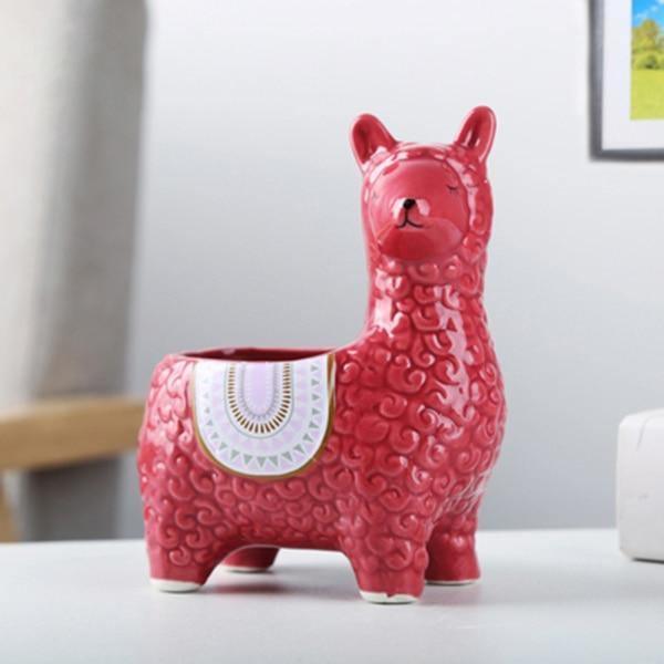 Alpaca Pottery Succulent Planter Crimson Head Turned