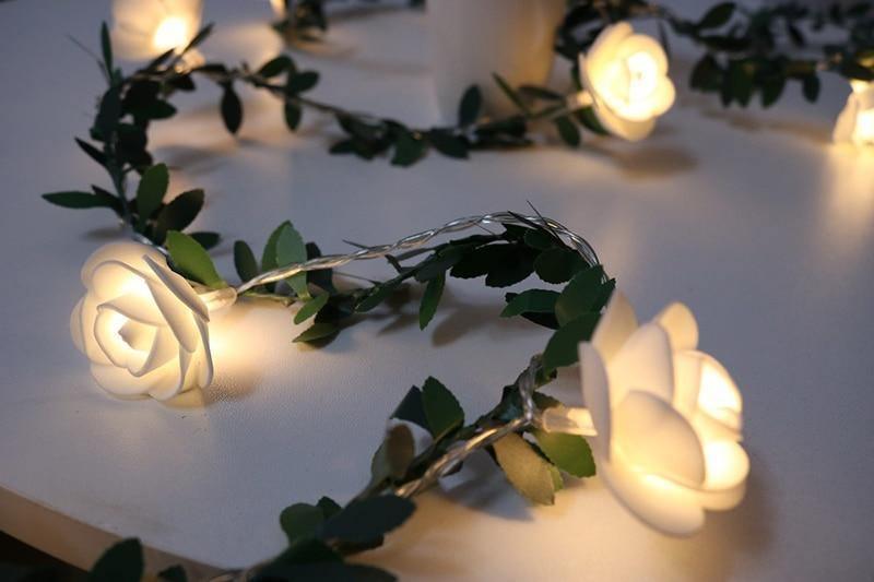 Rose Vine Garland LED String Lights 40 LEDs - 20 Feet