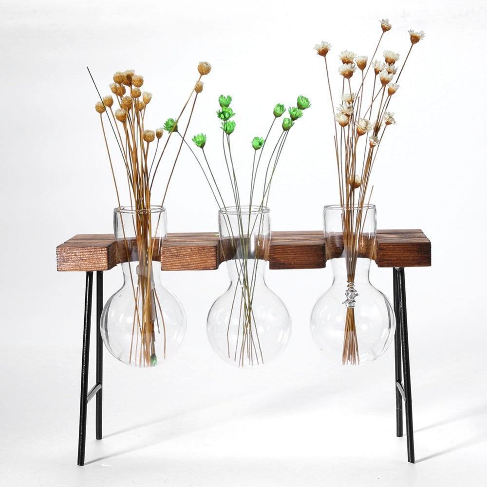 Flourish Propagation Vessel with Metal and Wooden Stand
