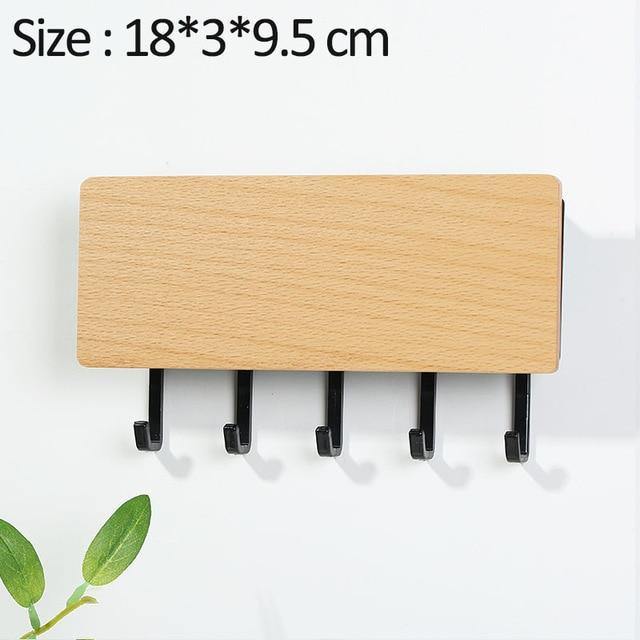 Wooden Key Hanger Wall Rack Tan Black