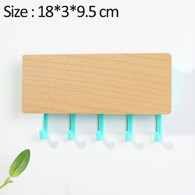 Wooden Key Hanger Wall Rack Tan Turquoise