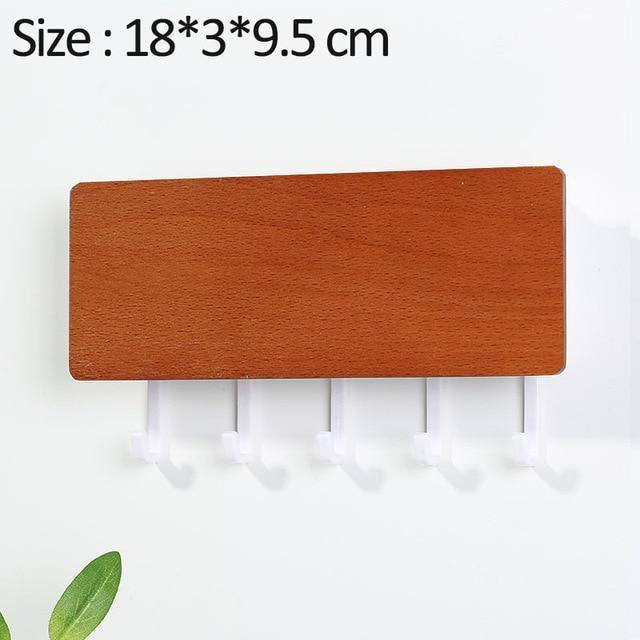 Wooden Key Hanger Wall Rack Brown White
