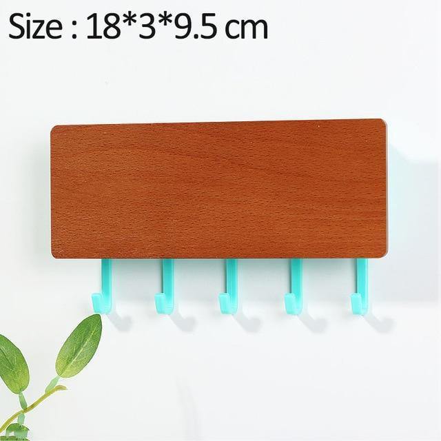 Wooden Key Hanger Wall Rack Brown Turquoise