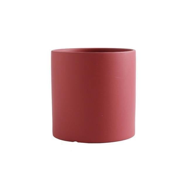 Vibrant Traditional Circular Ceramic Pot Planter FireBrick